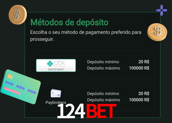 O cassino 124Bet oferece uma grande variedade de métodos de pagamento
